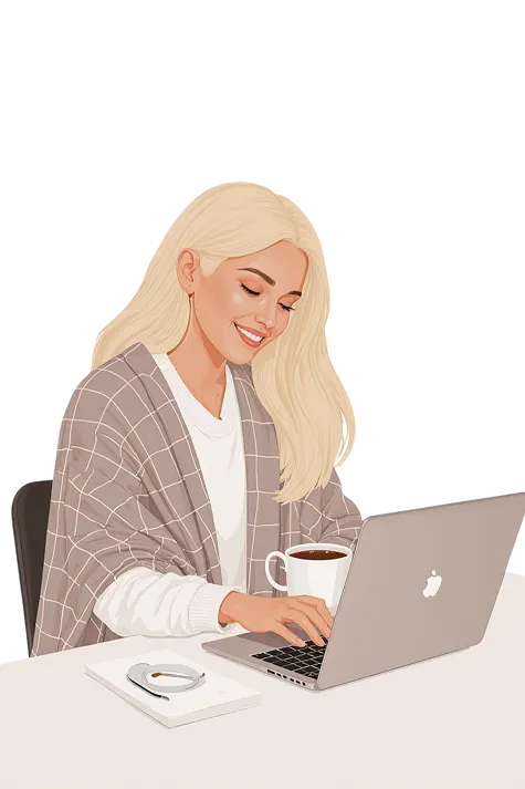 Дівчина за ноутбуком